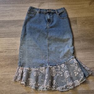 Vintage Lace Jean Skirt